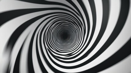Poster - Abstract Black and White Spiral Tunnel Design Creating a Sense of Motion and Depth with Converging Lines and Dynamic Patterns for Artistic Visual Media
