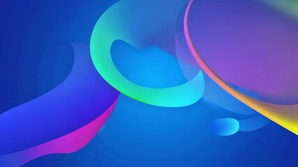 Poster - fluid motion animation with a blue gradient backdrop and colorful effects