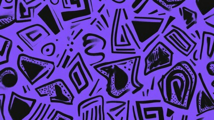 Poster - Abstract Geometric Pattern with Bold Shapes and Vivid Purple Background for Creative Design Projects and Artistic Expressions