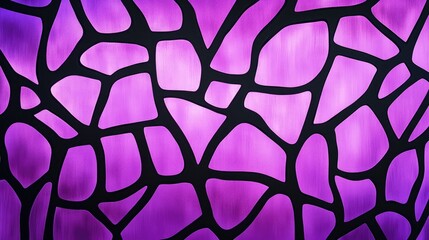 Poster - Abstract background featuring an intricate pattern of irregular shapes in deep purple tones contrasted against a smooth black geometric design for artistic inspiration.