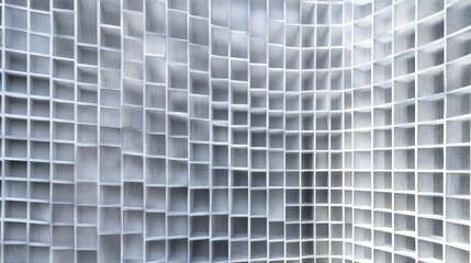 Poster - Abstract geometric pattern featuring a three-dimensional arrangement of white cubes creating a visually striking and modern architectural space full of depth and dimension