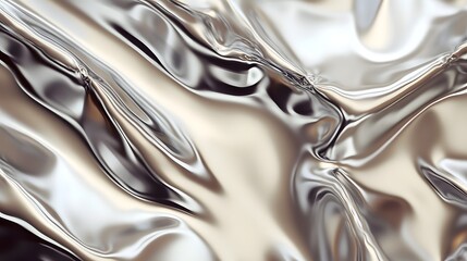Fototapete - Stunning abstract background showcasing the luxurious and dynamic texture of flowing metallic fabric with dramatic ripples waves and reflective properties  This elegant