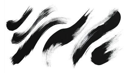 Poster - Abstract Black Brush Strokes on White Background for Creative and Artistic Applications in Design and Illustration Projects
