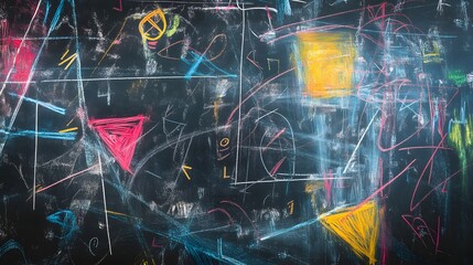 Fototapete - This vibrant abstract painting showcases a captivating composition of colorful shapes lines and textures evoking a sense of emotion imagination and a dreamlike atmosphere  The intricate