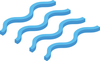 Poster - Four vibrant blue wavy lines form a captivating isometric pattern, adding a touch of modern design