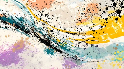 Aufkleber - Vibrant Abstract Splatter Art with Fluid Brush Strokes and Kaleidoscopic Patterns