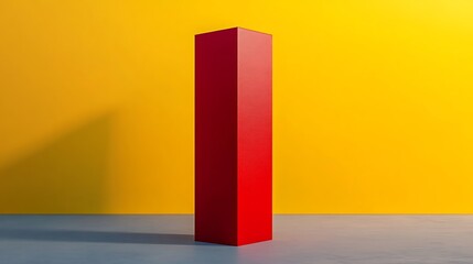Aufkleber - Red cube in yellow and gray room; geometric design; simple background; product display