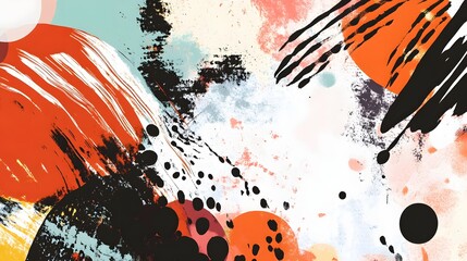 Poster - Vibrant Acrylic Paint Splatter and Blot Composition