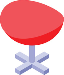 Poster - Comfortable red egg chair rotating on cross shaped metal support, isometric view