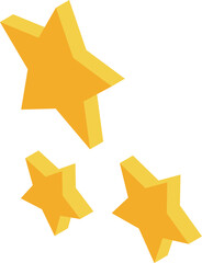 Poster - Three isometric gold stars falling against a white background