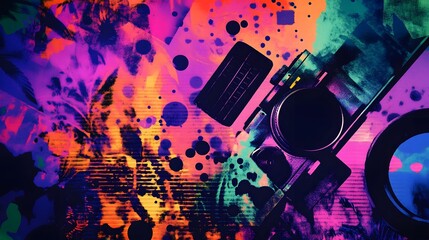 Leinwandbilder - Vibrant Colorful Abstract Splash of Digital Art Explosion with Futuristic Glitch and Psychedelic Patterns
