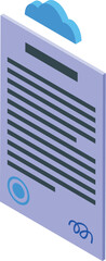 Poster - Isometric view of a signed digital contract with cloud storage integration, emphasizing secure and modern document management
