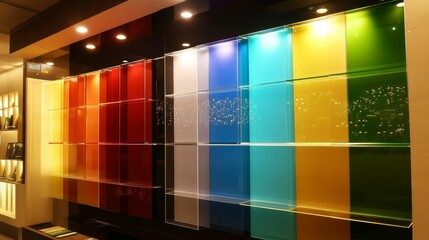 Sticker - Colorful glass panels illuminate modern display