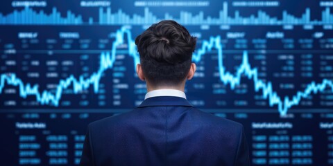 Poster - business professional analyzing digital stock market data trends