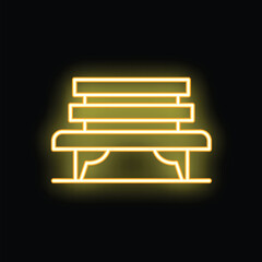 Poster - Neon yellow bench glowing on a black background, perfect for any project needing a bright and eye catching image