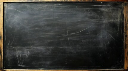 Leinwandbilder - Vintage Chalkboard with Wooden Frame in Empty Classroom Setting  Blackboard Background with Grunge Texture and Copy Space for Text or Drawings