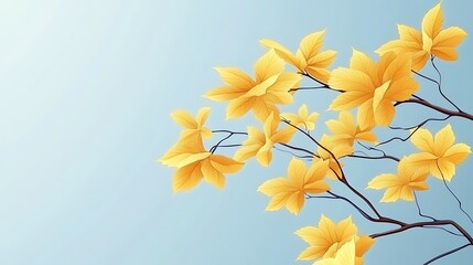 Poster - Autumn leaves against a light blue sky. Use for nature-themed background