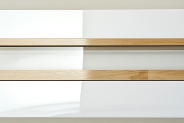 Wall Mural - Modern White Shelving with Light Oak Trim