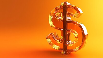 Aufkleber - 3D Glass Dollar Sign on Orange Background