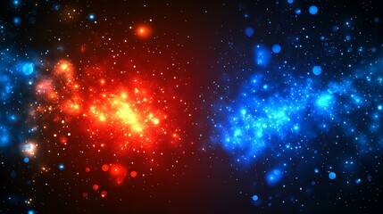 Poster - Abstract cosmic energy field, vibrant red and blue glowing nebula.  Possible use Background design