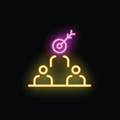 Poster - Neon glowing icon of a business team working together to achieve a common goal