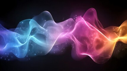 Poster - Radiant RGB Wave Design with Swirling Chaotic Lines Blending Seamlessly into a Color Spectrum