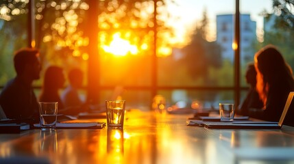 Aufkleber - Business meeting at sunset office