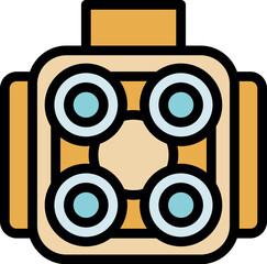 Poster - Vintage inspired photo camera design with four lenses and a unique shape, evoking nostalgia for classic photography