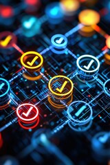 Aufkleber - Digital screen glowing with compliance icons and completed tasks