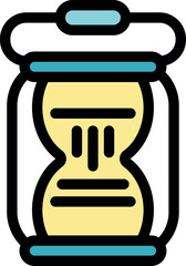 Poster - Sand is falling inside an hourglass, measuring the passage of time