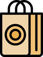 Poster - Paper shopping bag with handles and circular logo, representing retail, commerce, and consumerism
