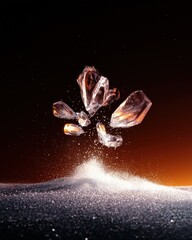 Poster - Surreal alien landscape glowing crystal formations abstract art cosmic environment ethereal viewpoint radiant elegance