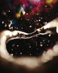 Poster - Glowing particles spiraling around a black hole cosmic scene digital art space close-up elegance in motion