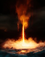Poster - Cosmic eruption of glowing particles frozen planet digital art celestial environment dynamic viewpoint vibrant elegance