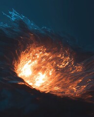 Poster - Surreal cosmic energy a glowing black hole surrounded by radiant waves in a spiraling galaxy intense vibrant space scene