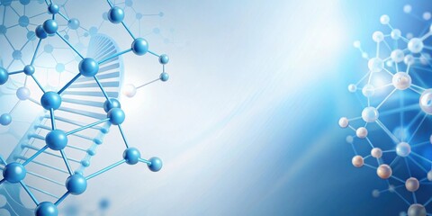 Leinwandbilder - Abstract Molecular Structure with DNA Spiral on a Light Blue Gradient Background