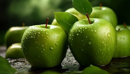 Wall Mural - green apple fruit, AI generated