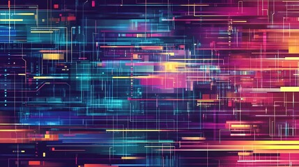 Poster - Abstract digital circuit technology background, futuristic design, vibrant colors