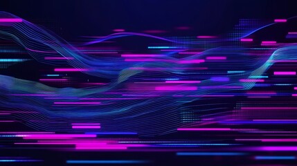 Aufkleber - Abstract digital art, glowing lines, neon colors.  Possible use Background design