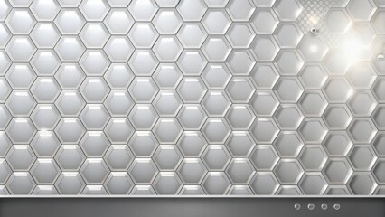 Aufkleber - White Hexagonal Pattern with Metallic Finish and Minimalist Aesthetic