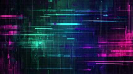 Poster - Abstract digital art, glitch effect, vibrant colors, technology background.  Possible use Website banner, digital presentation