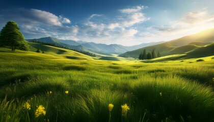 Wall Mural - green meadow background, ai generated