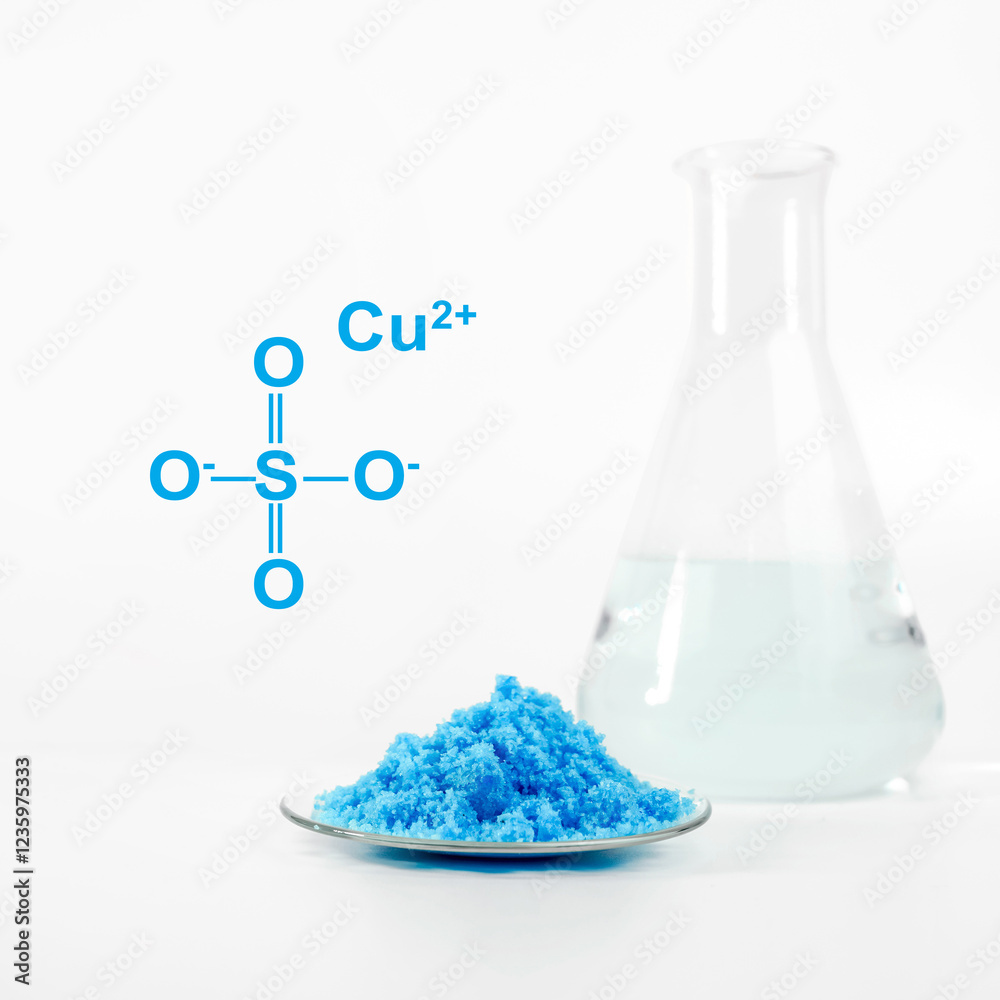 Copper(II) sulfate with molecular structure. Chemical ingredient used ...