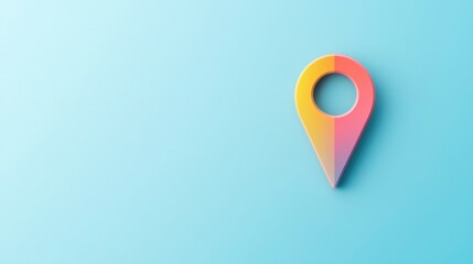 Poster - Icon Pin Location rainbow Rainbow colored map pin icon with a gradient effect, set against a bright blue sky background, represents LGBTQ friendly locations or events