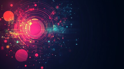 Poster - Abstract technology background with glowing circles