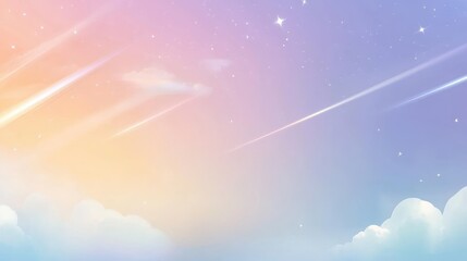 Poster - Cute Cartoon Style Background with Pastel Gradient and Dreamy Cloud Elements for Playful and Whimsical Designs