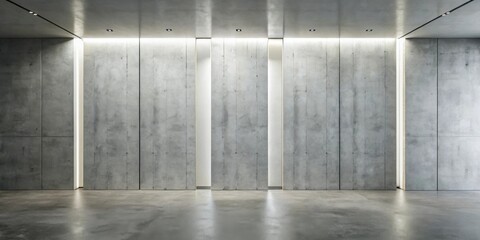 Poster - Minimalist Concrete Interior with Subtle Lighting and a Light Strip Detail