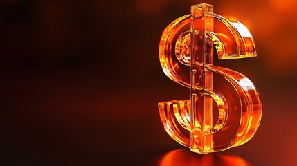 Aufkleber - Abstract 3D dollar sign graphic, glowing, fiery background
