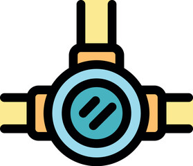 Poster - Three way valve connecting water pipes, controlling water flow and distribution in plumbing system