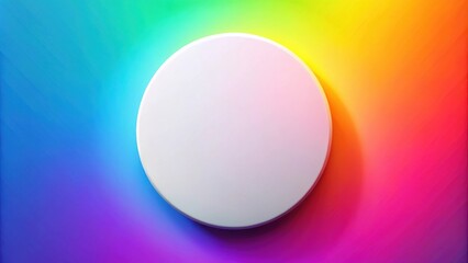 Poster - A white circular shape floating above a vibrant rainbow gradient background, creating a sense of depth and dimension